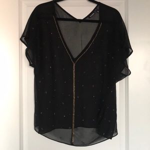 Tildon sheer blouse with gold appliqué detailing